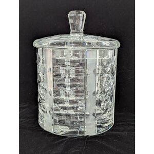 Unbranded Vintage Clear Heavy Lead Crystal Cookie Jar With Lid